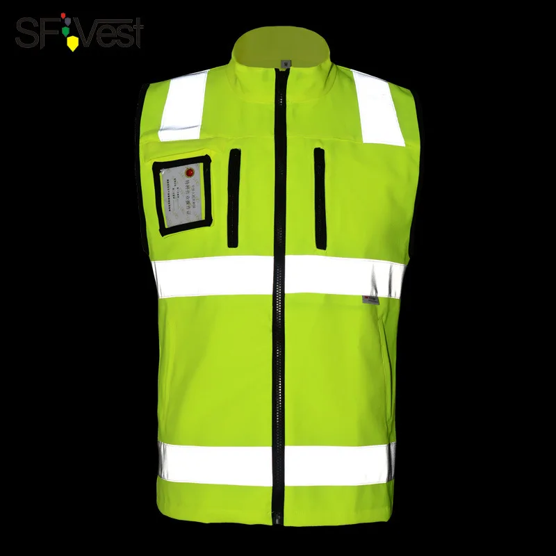 SFVEST HI VIS жилет светоотражающий жилет Эластичный Оксфорд ленты мотоциклетный жилет с ID карманами мужские