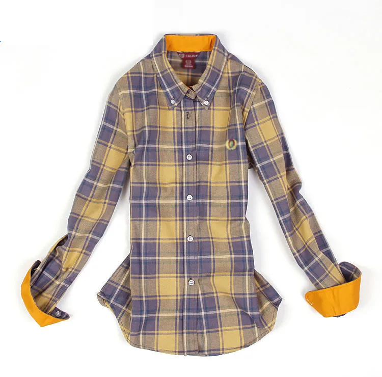 Long Sleeve Slim-Fit Cotton Plaid Button Down Shirt Womens  Red,Yellow,Blue,Grey for Spring and Autumn M,L,XL,XXL - купить по выгодной  цене | AliExpress