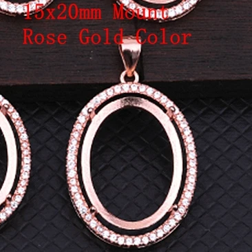 15x20mm Mount Rose 925 пробы Серебряный женский кулон 6x8 8x10 10x12 12x14 12x16 13x18 15x20 мм полукрепление Подвеска Установка CZ - Цвет камня: 15x20mm Mount Rose