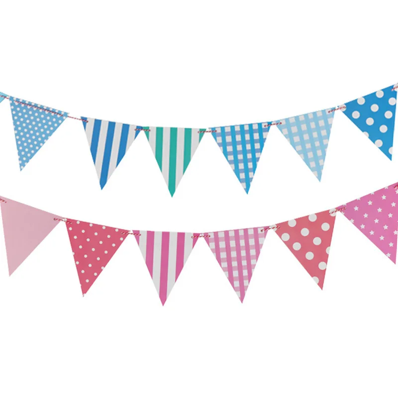 12 шт. полосатые решетки с днем рождения Babyshower флаги для украшения гирлянды банты вечерние свадебные принадлежности конфетный венок