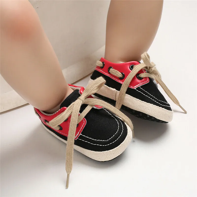Boys Girls Child Sports Sneaker Casual Canvas Shoes Baby Toddler Kid Fashion Patchwork Lace-up Soft Sole Crib 0-18 Months | Детская