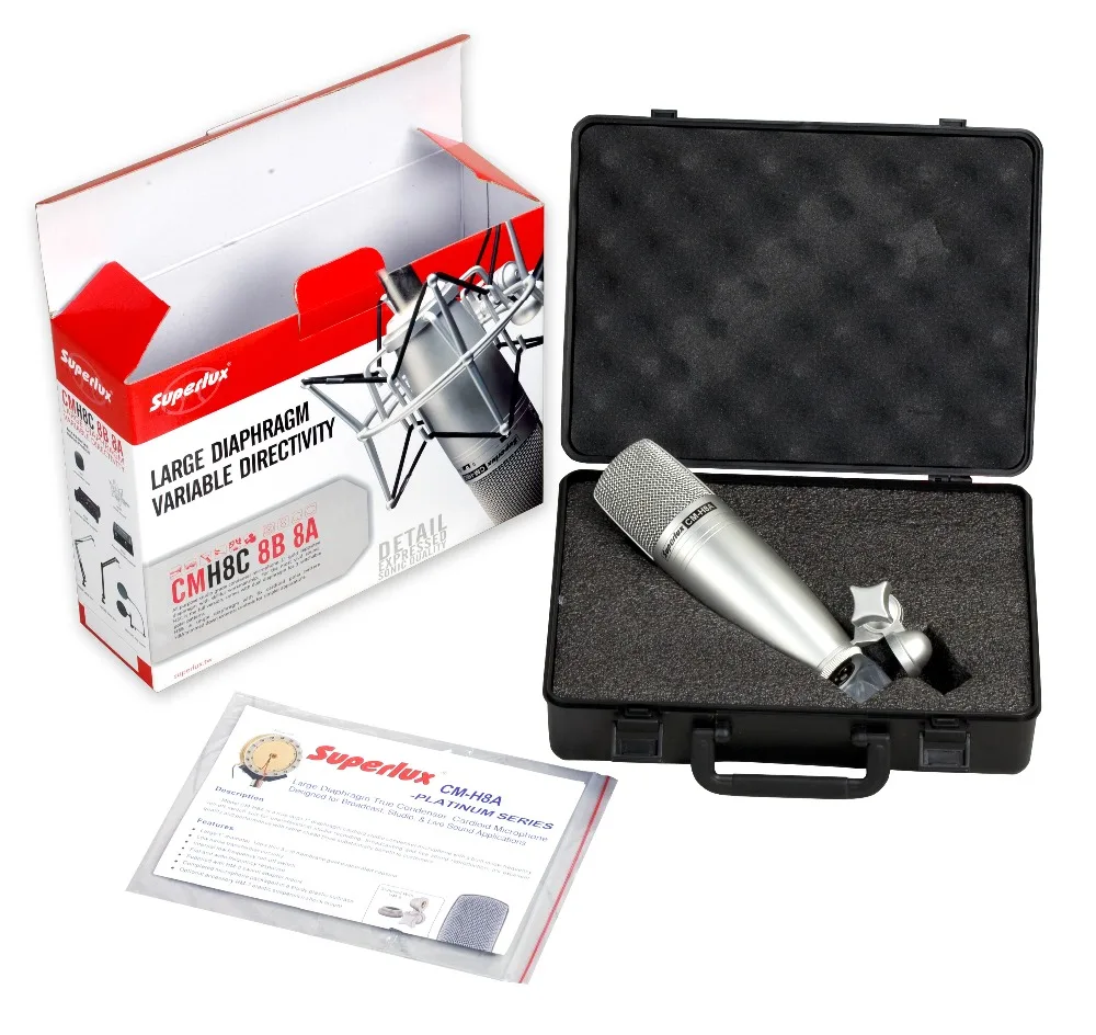 Superlux CM-H8A professional recording microphone Large diaphragm condenser with case package | Электроника