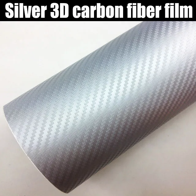 

152x10/20 Вт, 30 Вт, 50 см Серебряный 3d-винил с рисунком под углеродное волокно оберточный лист для автомобиля рулон автомобиля и наклейки на автом...