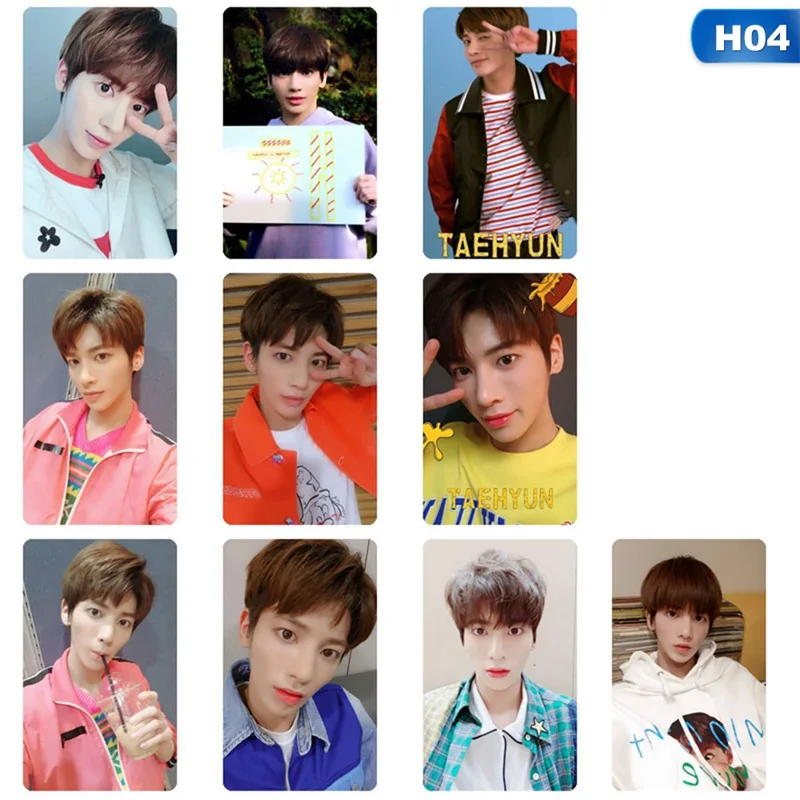 H04 Kpop TXT членов с украшением в виде кристаллов карты Стикеры soobin beomgyu селфи фото stikcy карты завтра X вместе Фотокарта Стикеры 10 шт./компл - Цвет: H04