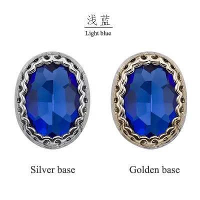 Light blue 10x14 мм овальной формы высокого качества плоские стеклянные кристаллы стразы, форма птичьего гнезда основа пришить камни для ювелирных аксессуаров - Цвет: Light blue