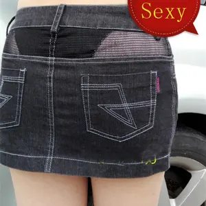 Пикантная женская прозрачная джинсовая мини-юбка-карандаш, прозрачная винтажная джинсовая юбка с низкой посадкой, милая Эротическая юбка FX1049