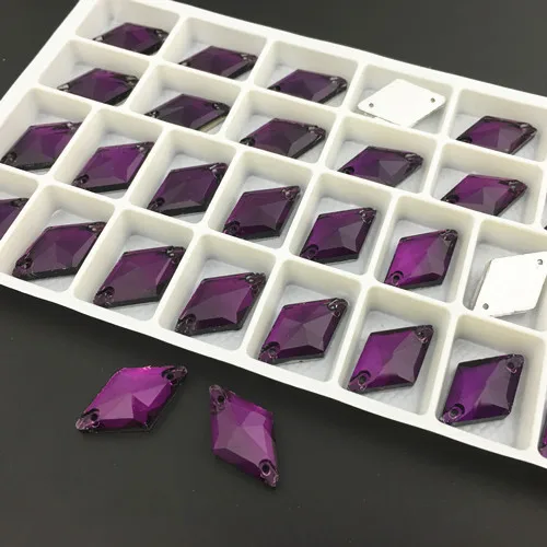 amethyst 11x19 мм Стекло с украшением в виде кристаллов с рисунком ромба; sew On Stone AB, Сиам, красный, Цвет Flatback 2 отверстия шитье бисера Ювелирных изделий - Цвет: amethyst