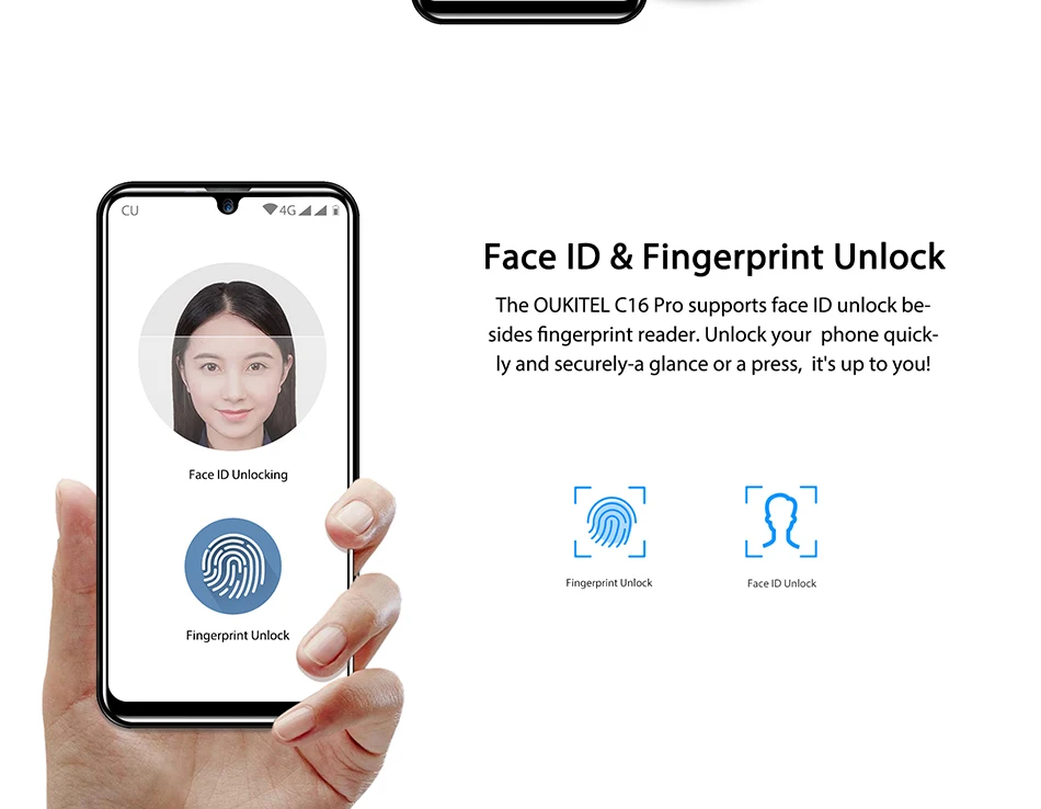 Смартфон OUKITEL C16 PRO 5,71 ''HD+ Android 9,0 Pie, 3 ГБ ОЗУ, 32 Гб ПЗУ, четырехъядерный процессор MT6761P, 2600 мАч, мобильный телефон с функцией распознавания лица, 4G LTE