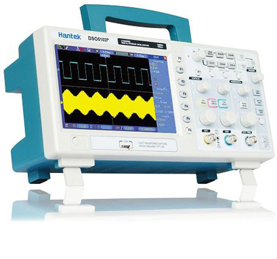 

Hantek DSO5102P Digital Oscilloscope 100MHz 2Channels 1GS/s 7'' TFT LCD 800x480 Record Length 24K USB AC110-220V