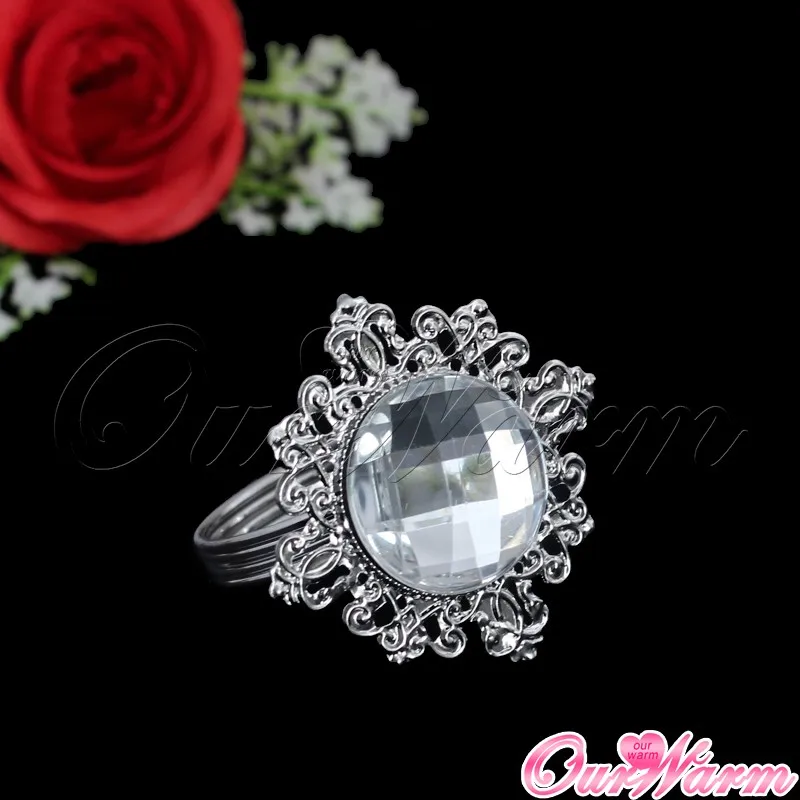 100 шт./лот White Diamond Кольца для салфеток Салфетка держатель для Свадебные украшения для вечеринок и торжеств Украшение стола Кухня столовая Бар