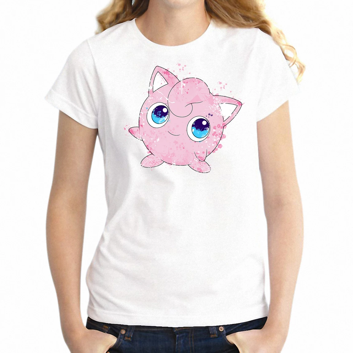 3T004W Женская футболка Jigglypuff Покемон футболка для девочек - Цвет: 3T004W