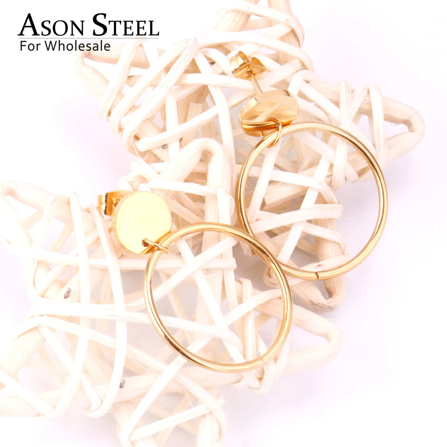 Женские серьги подвески из нержавеющей стали под золото и