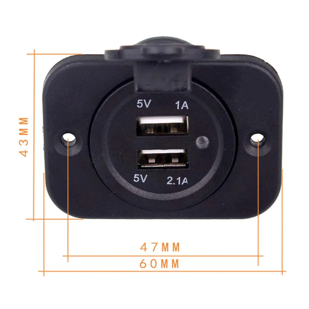 12V Dual USB Автомобильное зарядное устройство с панелью водонепроницаемый адаптер