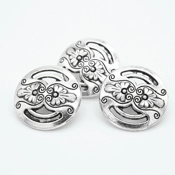 Пуговицы хвостовик 18 мм Античная Серебристая резьба для свитера пальто рубашка