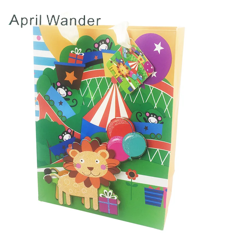 1 шт. милые блестящие вечерние сумки с изображением Льва бумажные подарочные для