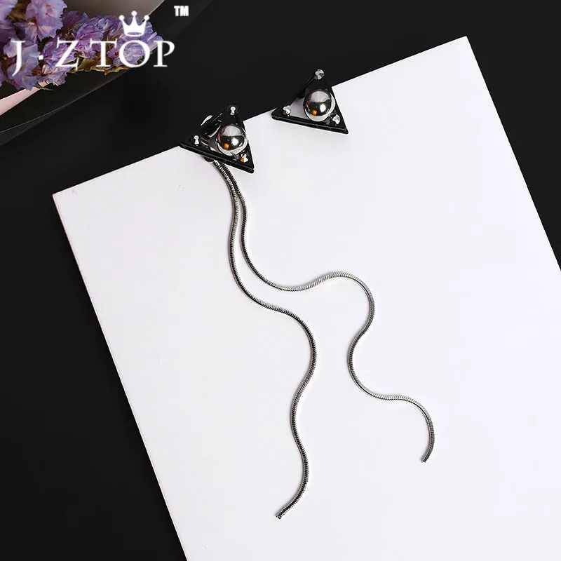 Jztop геометрический Серьги полые Треугольники длинной кисточкой Асимметричная