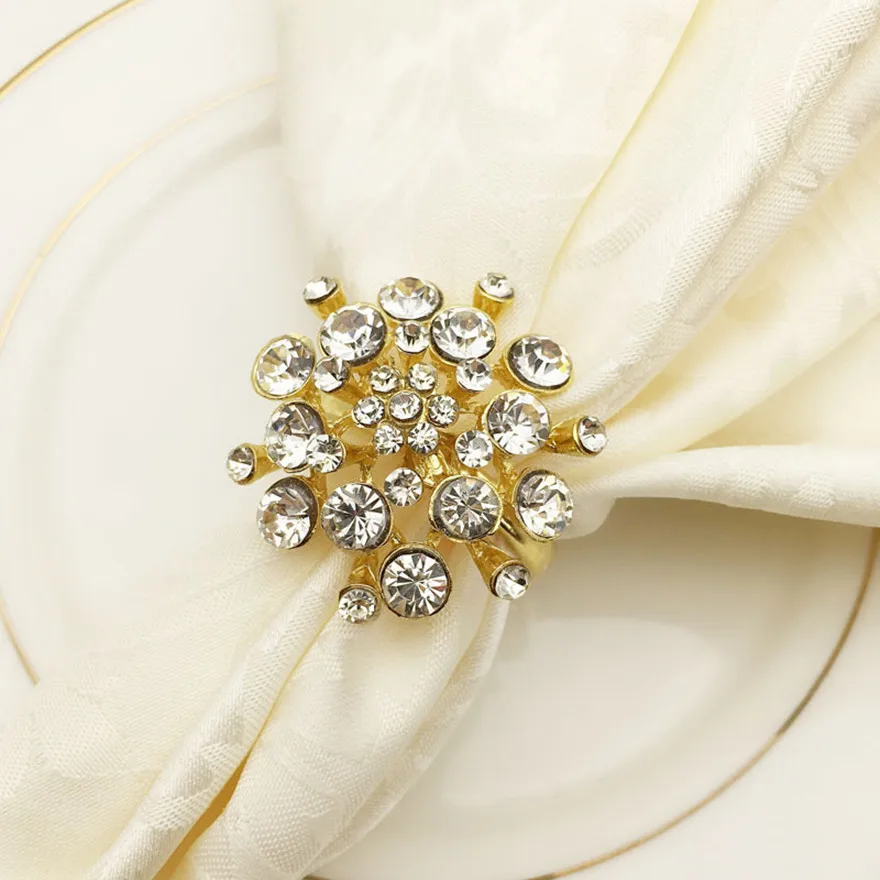 8 шт./лот Золотое кольцо для салфеток с бриллиантами Круглый держатель