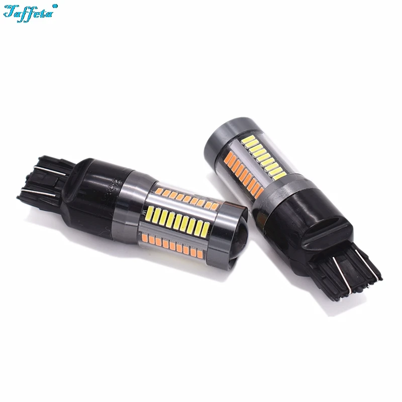 2Pcs Switchback Dual Color T20 7443 4014 66SMD 33W LED Bulbs Turn Signal Light Lamps DRL Amber Yellow+White | Автомобили и