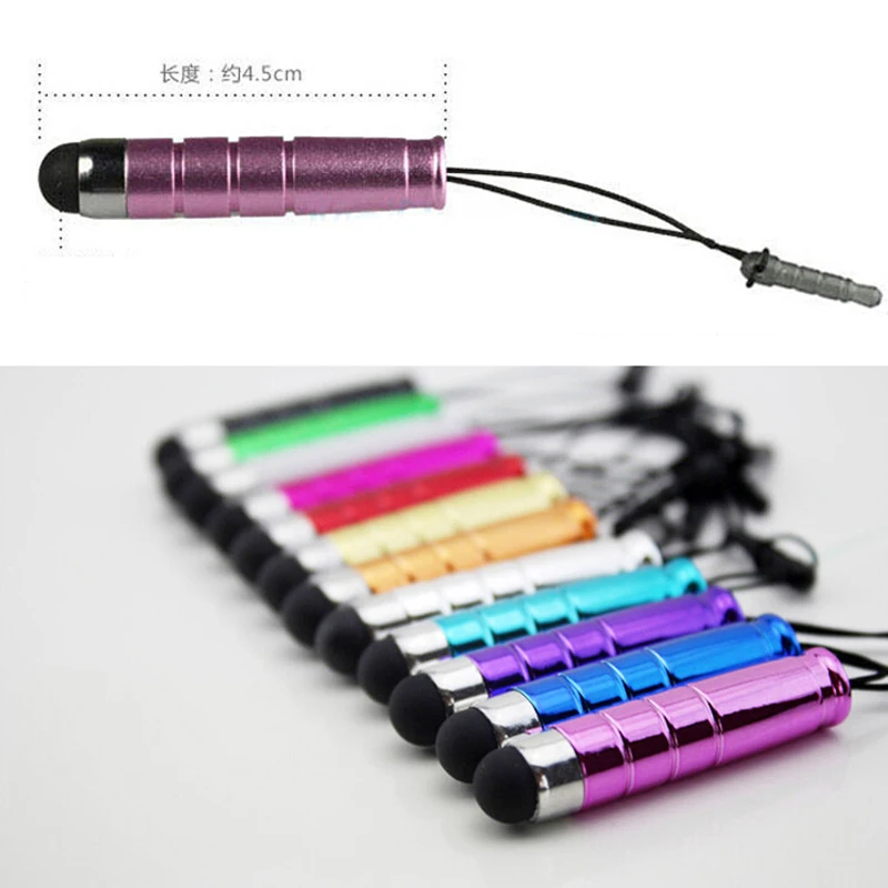 100 шт./лот стилус с ремешком для емкостного сенсорного экрана ручка мобильных