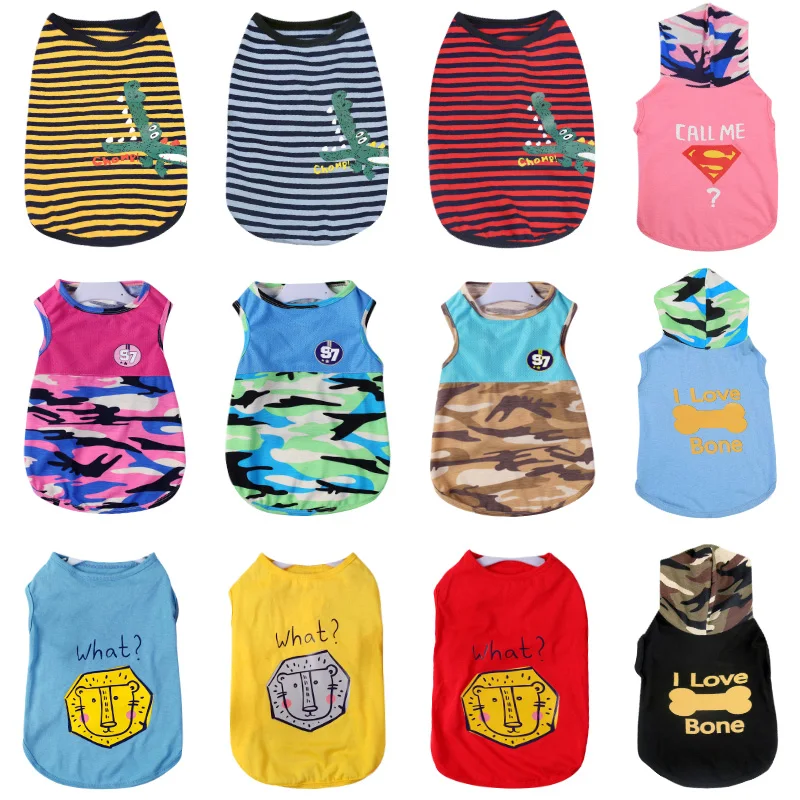 Dog T-shirt Soft Puppy Dogs Clothes Cute Pet Dog Clothes Cartoon Pet Clothing Summer Shirt Casual Vests For Small Pets 25