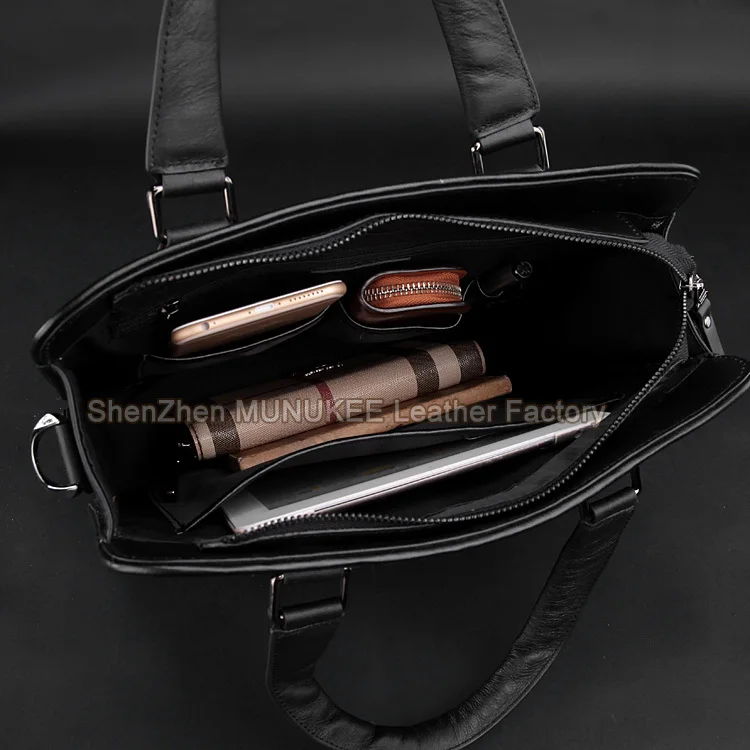 New Fashion knitted Genuine Leather Men Briefcase Man Shoulder Bag Messenger office Handbag Black tote Business | Багаж и сумки