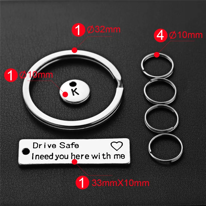 Безопасный брелок для ключей с гравировкой, буквами A-Z, индивидуальный брелок для влюбленных пар, пар, парней, подарок для автомобиля P013