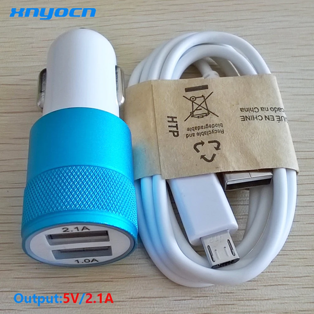 Мини USB 2.1A автомобильное зарядное устройство для телефона + Кабель micro usb