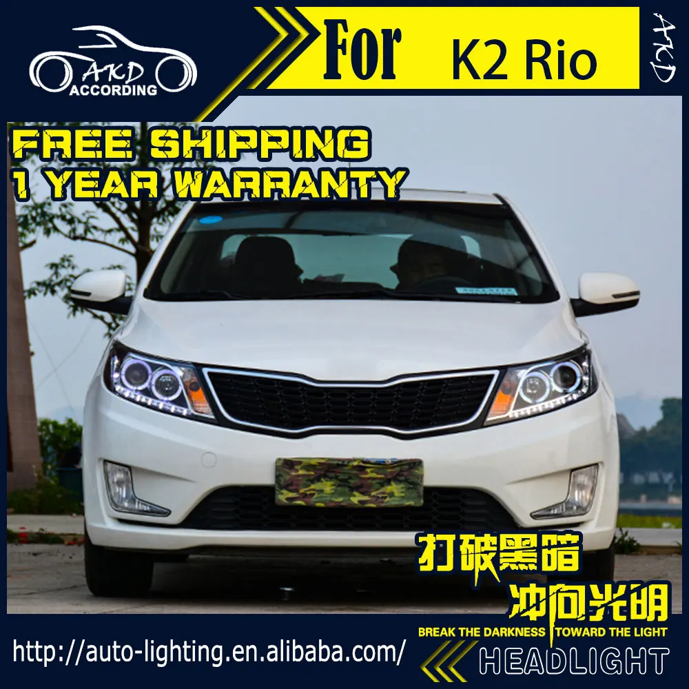 AKD автостайлинг фары для Kia K2 Rio светодиодный ные 2011 2014 ангельские глазки DRL H7 D2H Hid