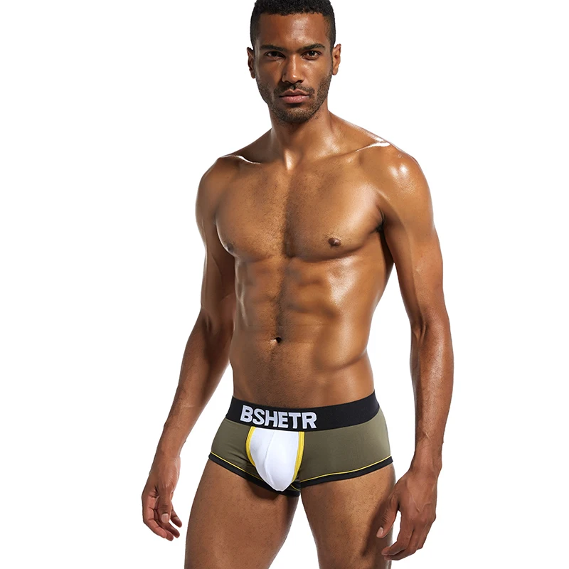 Стринги мужские с U-образным выпуклым мешочком дышащее хлопковое нижнее белье