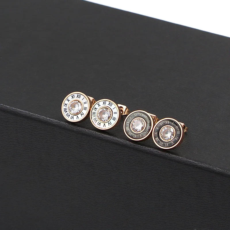 Женские серьги гвоздики с римскими цифрами Martick из нержавеющей стали