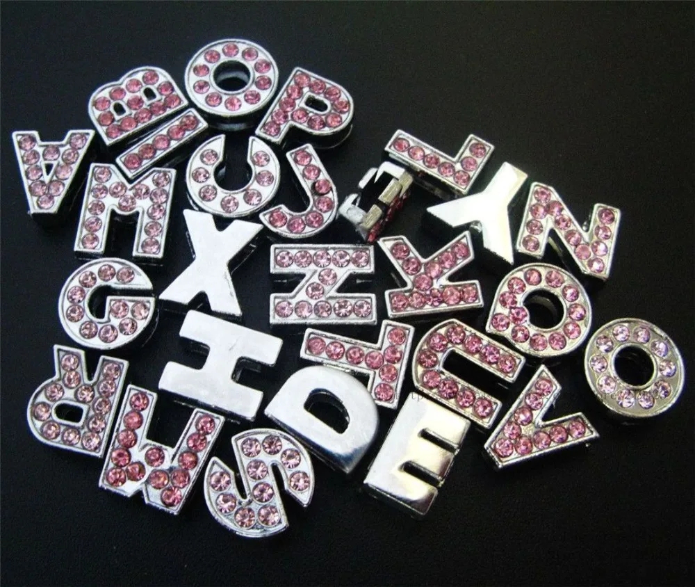 1300 шт 8 мм розовый горный хрусталь Слайд буквы DIY Подвески Аксессуары подходят