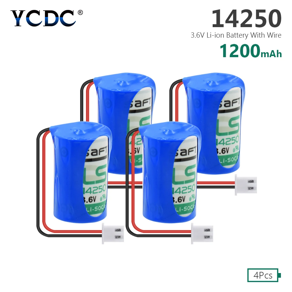 4 шт. новые оригинальные LS14250 14250 1/2AA LiSOCL2 3,6 В 1200 мАч PLC батареи ER14250 R6 литиевые батареи с разъемом