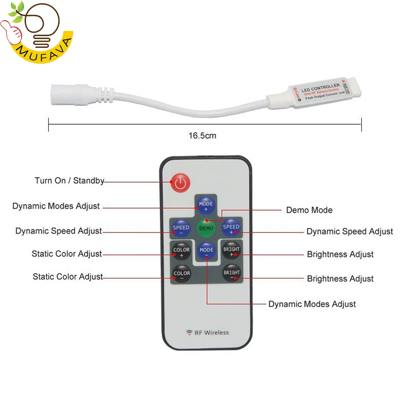 DC 5 ~ 24V RF беспроводной пульт дистанционного управления диммер 24/44 клавиши общие