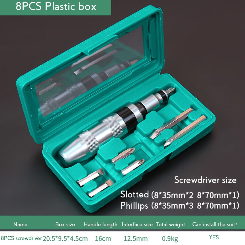 Impact Screwdriver Set Professional Portable 1 Handle + 6/7/12 Heads Stubborn Screw | Инструменты