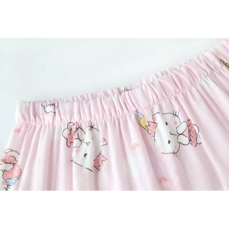 Женская Повседневная Пижама с рисунком 100% хлопковый пижамный комплект отложным