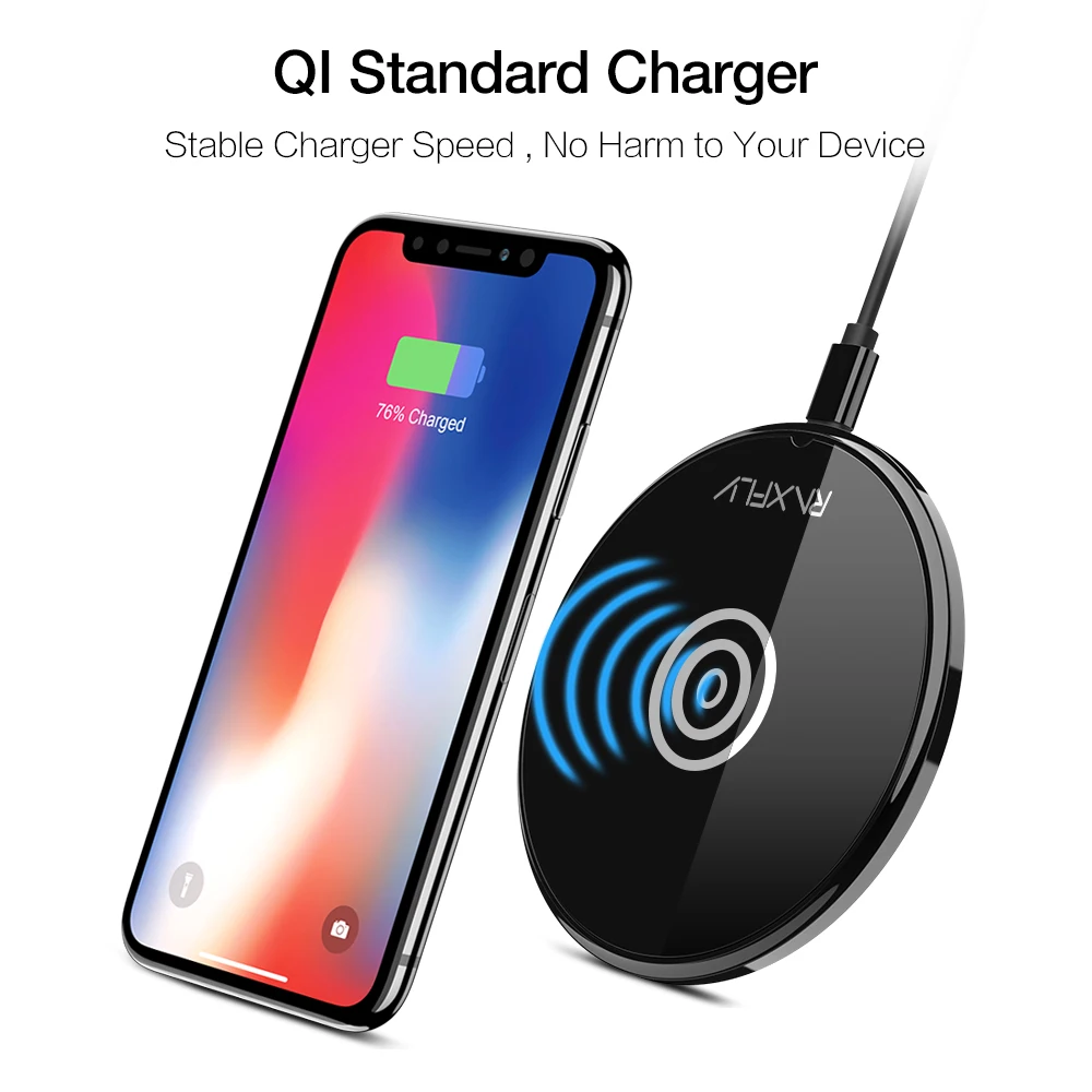 Беспроводное зарядное устройство RAXFLY Qi для iPhone X 8 роскошное 5 Вт Samsung Galaxy S8 S7 Edge