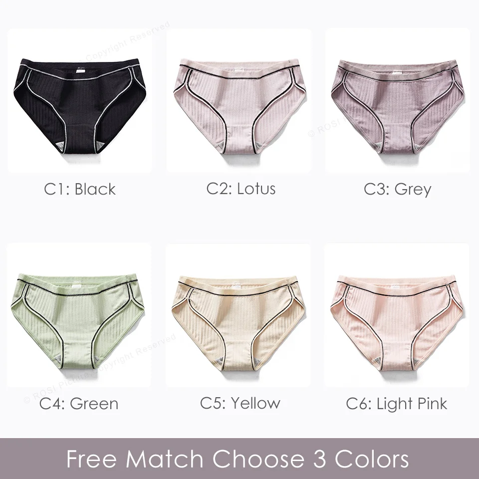 Free match 3 colors 50S Combed Cotton Women's Pants Vintage Briefs Panties Solid Large Size Underwear Lingerie For Feamle Underpants Ladies 3pcsROSI - Цвет: Free match 3 colors