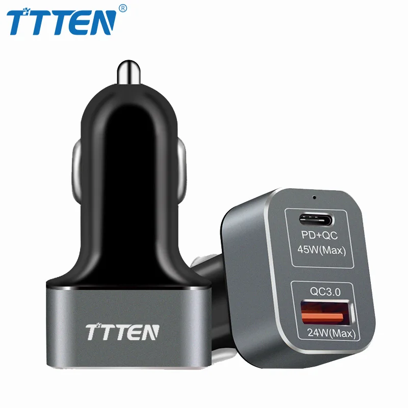 TTTEN Dual USB Автомобильное зарядное устройство Вт 45 + 24 для iPhone XS адаптер питания
