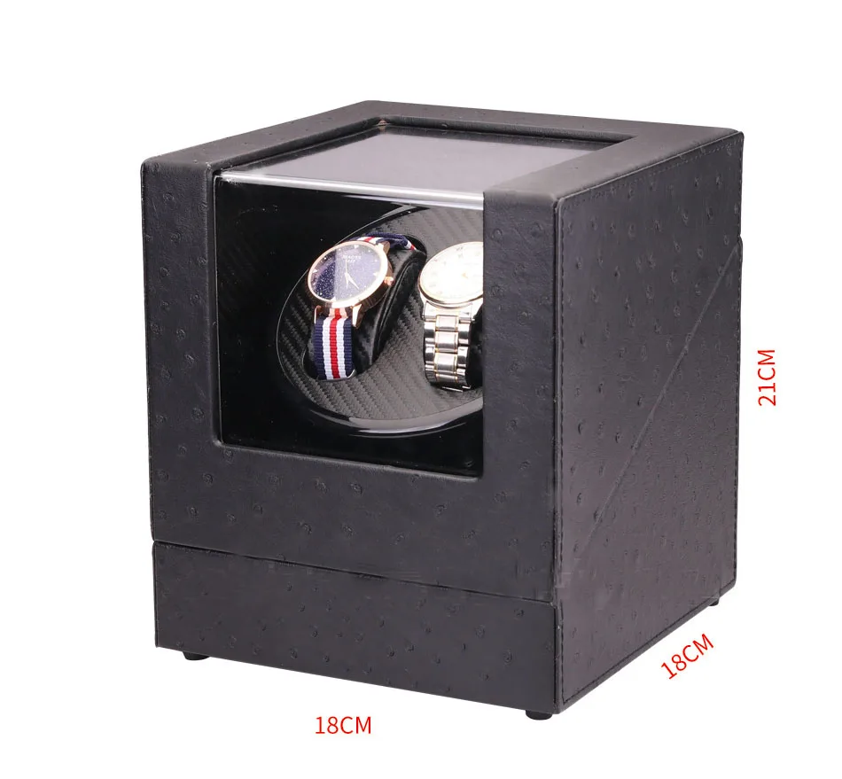 LISM Wooden Auto Watch Winder Irregular Shape Transparent Cover Wristwatch Box with EU/US Plug Luxury 2 Box Automatic Watch