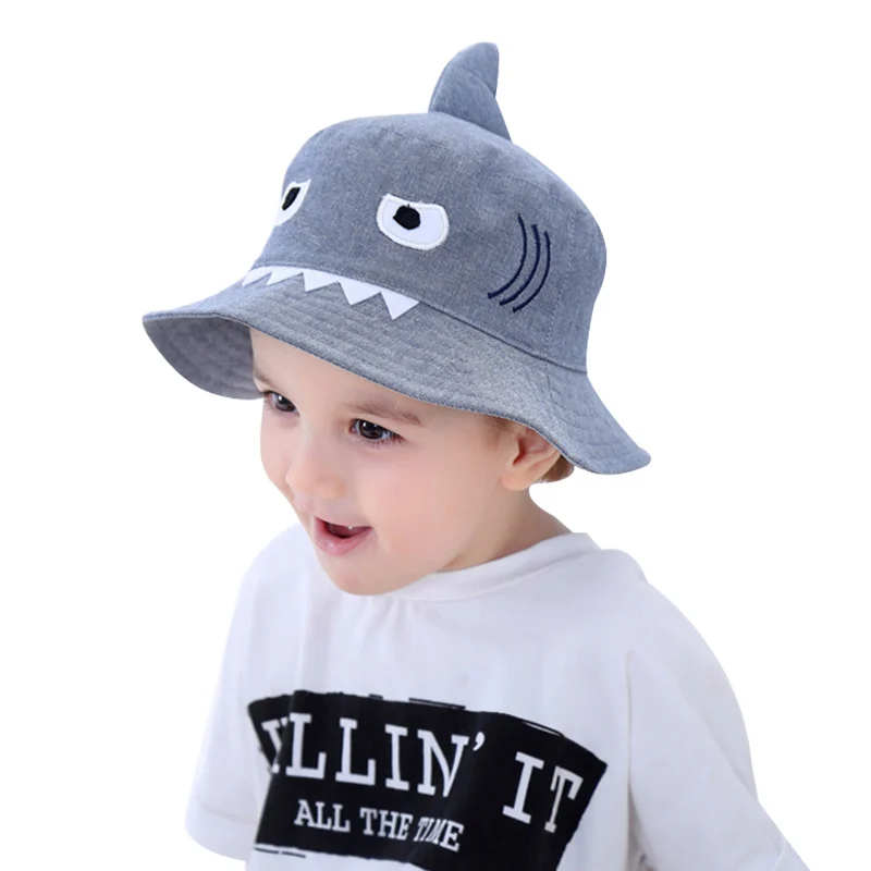 Детская шапка с акулой из мультфильма Модная Джинсовая ковбойская шляпа для