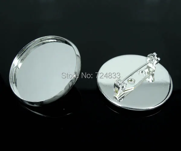 Blank Brooch Base Round Bezel Trays Cabochons Brooches Pins Back Settings Stuffs Findings Silver Plated Brass Bulk Wholesale | Украшения и