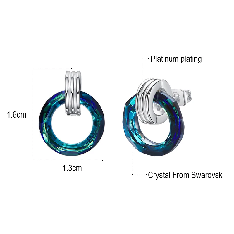 MALANDA Оригинальные круглые серьги с кристаллами Swarovski для женщин модные брендовые