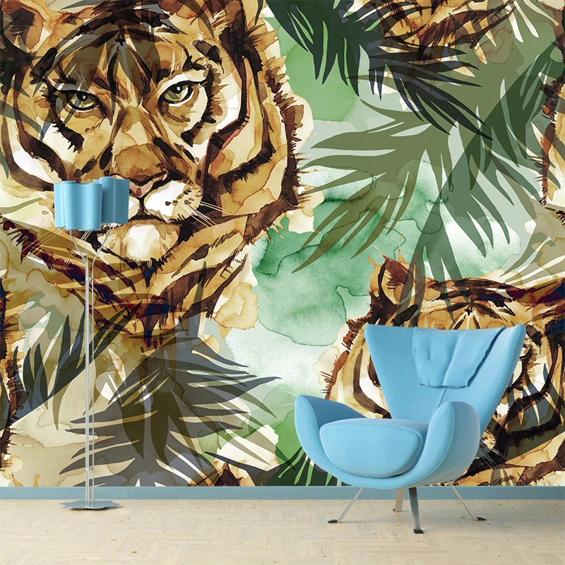 

Custom mural wallpaper European style HD Tiger wallpaper Canvas sofa TV background PVC Poster Living Room Bedroom home decor