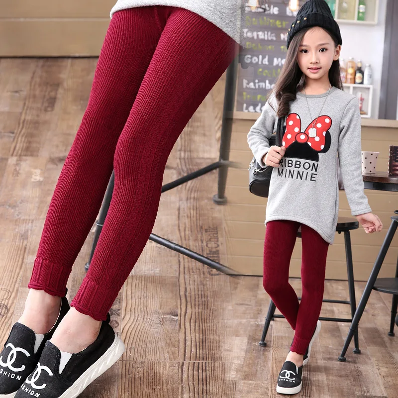 Лидер продаж 2017 новые модные вязаные леггинсы для девочек осенне зимний наряд