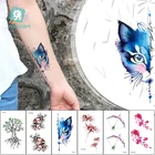 Rocooart временная татуировка с милыми кошками, цветок дерева, наклейки для взрослых, ручная Татуировка для женщин, поддельные татуировки для мужчин, новая татуировка