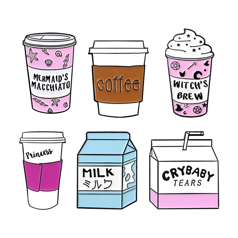 Розовая молочная коробка кофейная чашка капучино капельная брошь Волшебная