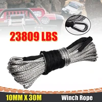 10mm 30m 23000lbs 25 100ft synthetic winch rope line grey recovery cable 4wd atv heavy