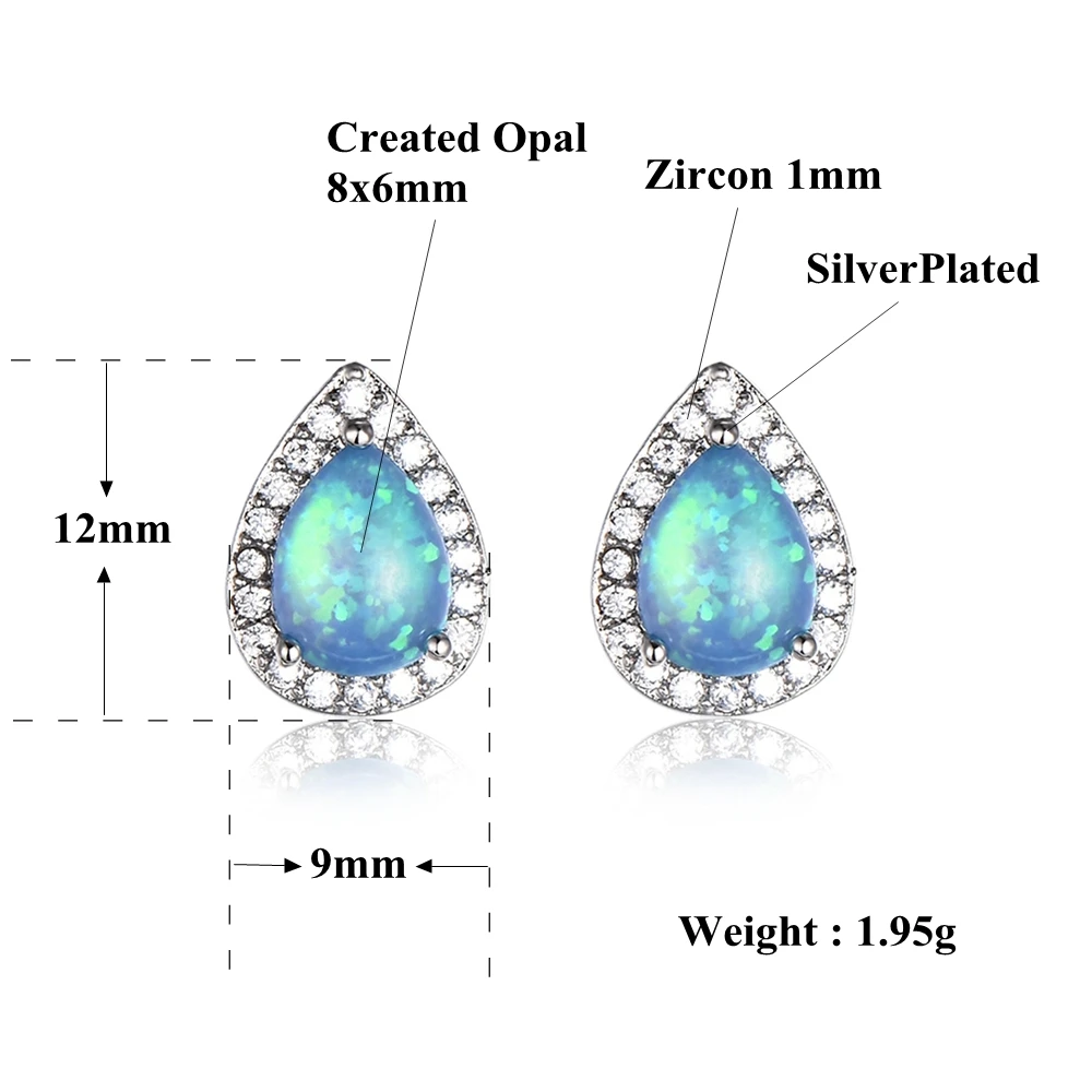 Женские серьги CiNily с синим и белым опаловым цирконием капельками воды