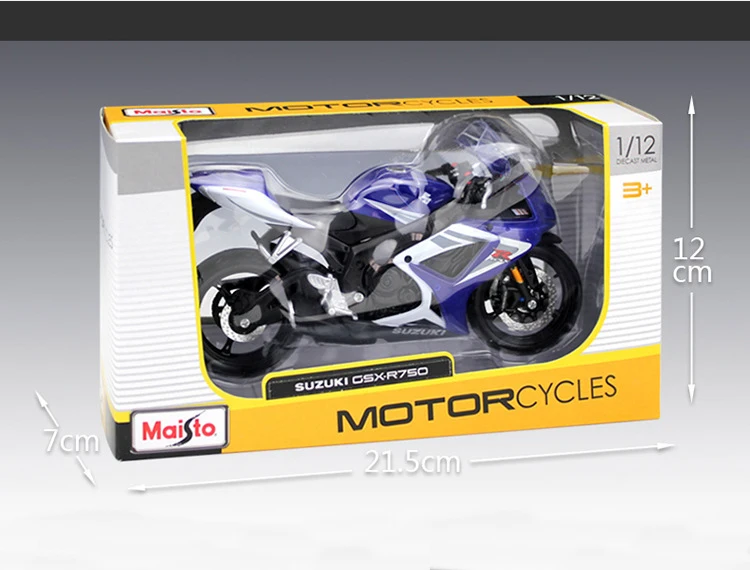 1:12 мотоцикл SUZUKI GSX-R 750 Литой Сплав модель мотоцикл металлическая модель Гоночные Игрушки для детей подарочная Коллекция