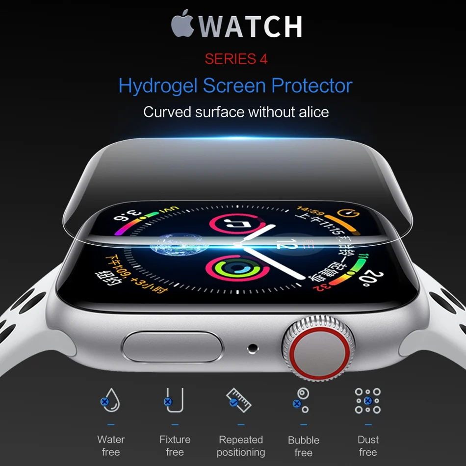 2 шт./партия, защитная пленка для Apple Watch 4, обновленная Гидрогелевая Защитная пленка с полным покрытием для i watch размером 40-44 мм